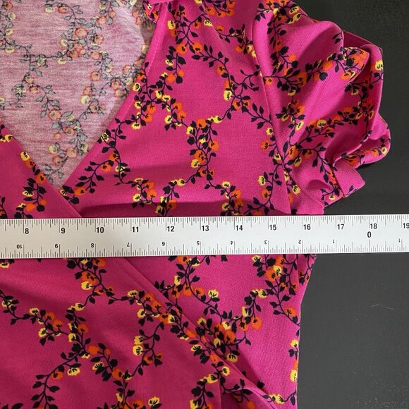 Diane von Furstenberg DVF Jilda Two Wrap Dress Size 2 Pink Floral Print Collared - Picture 13 of 14